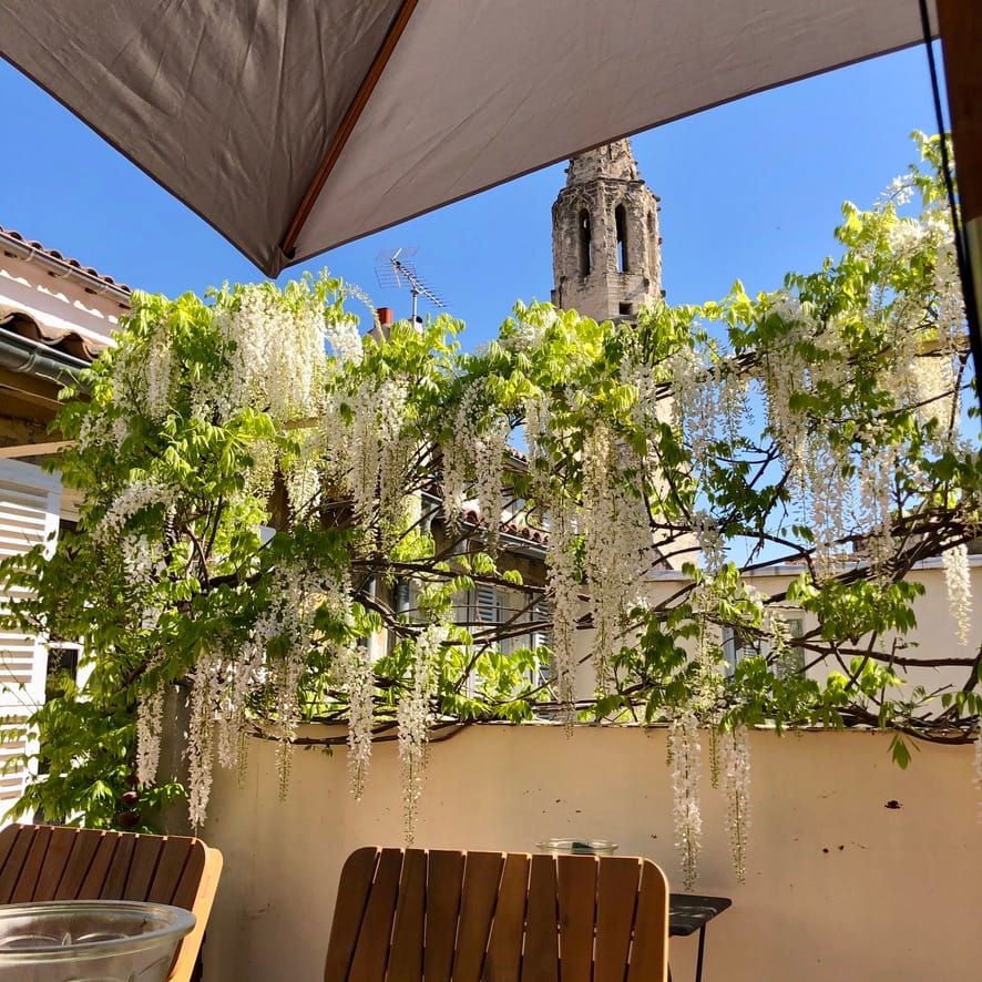 Côté Terrasse avec piscine soleil Terrasse sur Cour location vacances Avignon